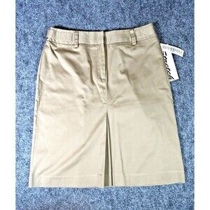 NWT Nine & Co Khaki Mini Skirt Womens 6P Stretch Cotton Petite Classic Staple